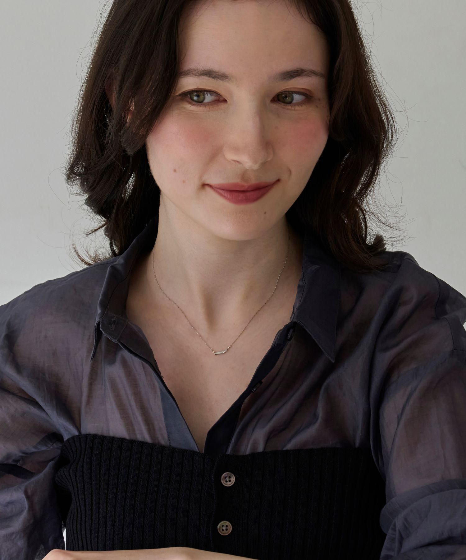 Phoebe「【金属アレルギー対応】ストレートバービジューネックレス　シルバー」|ネックレス|