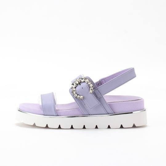 銀座かねまつ「OM260154SHPPVCLLC 【本革】ビジューバックルスポサン」|サンダル|