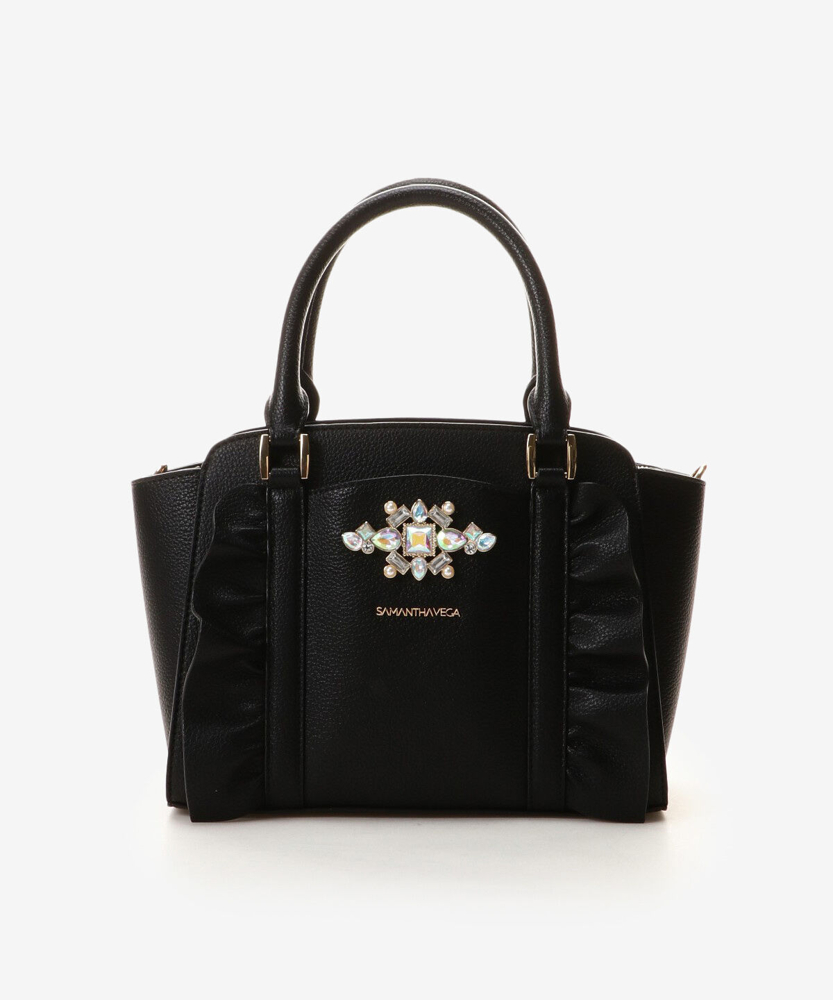Samantha Vega「ビジューフリルハンドバック」|ハンドバッグ|ブラック