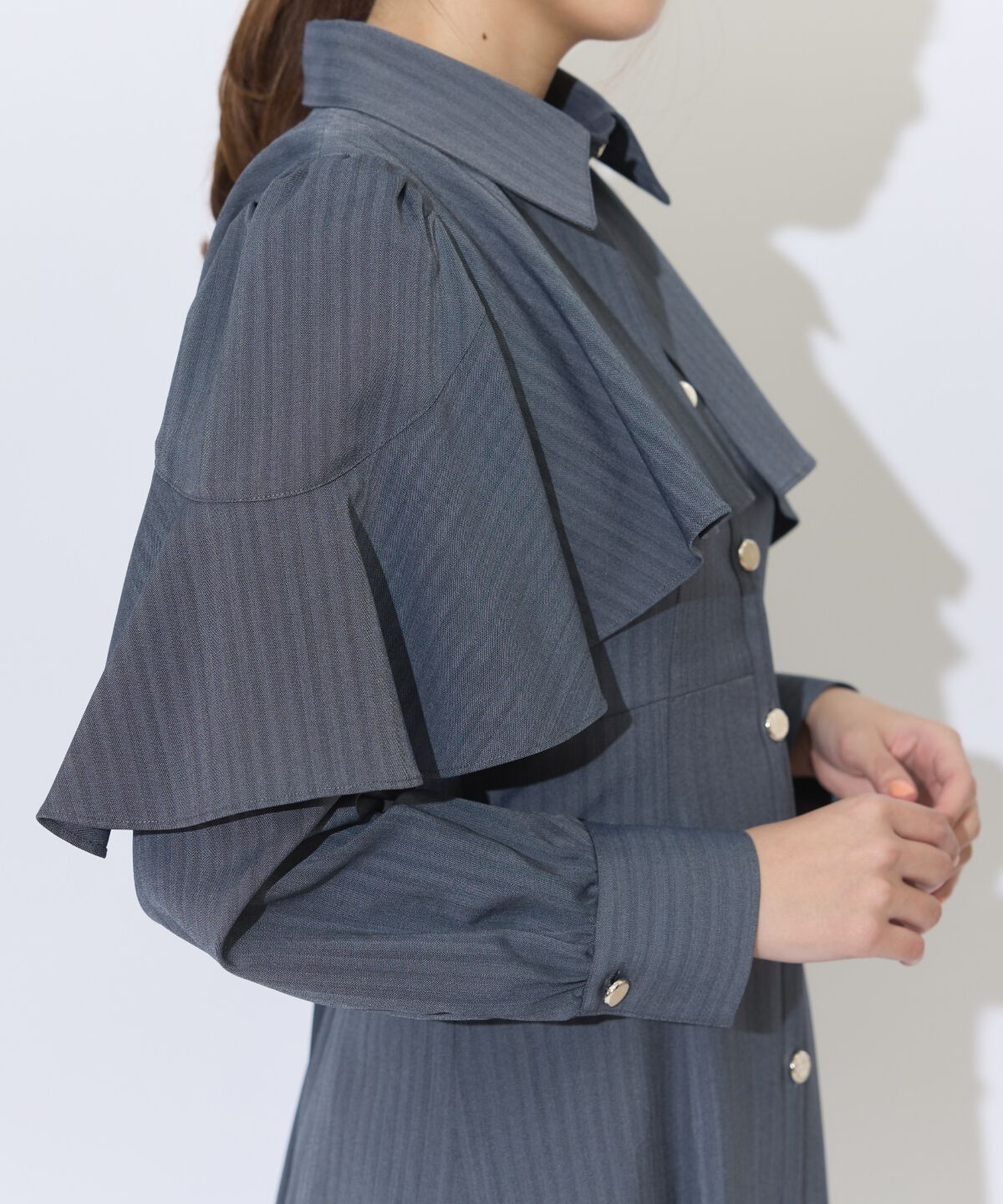 アンドクチュール「ケープフリルシャツワンピース」|ワンピース|