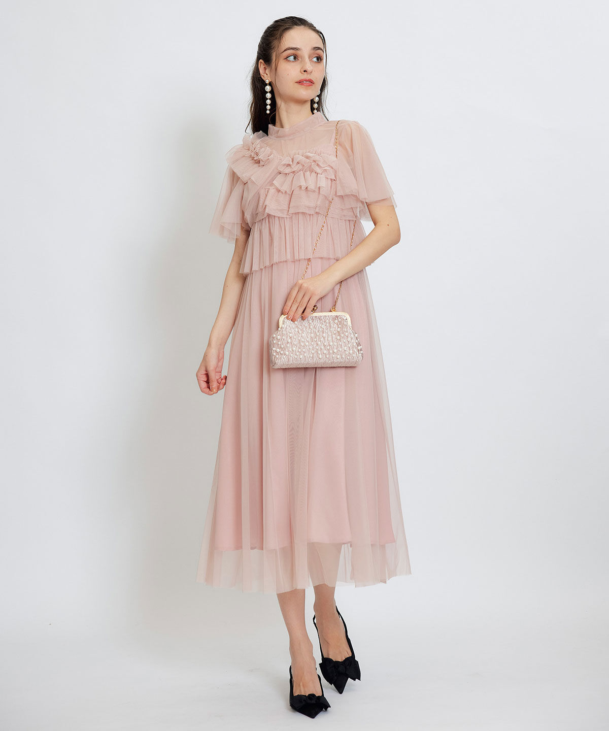 REDYAZEL「チュールフリルブラウス&times;キャミワンピースドレス」|ドレス|ピンク