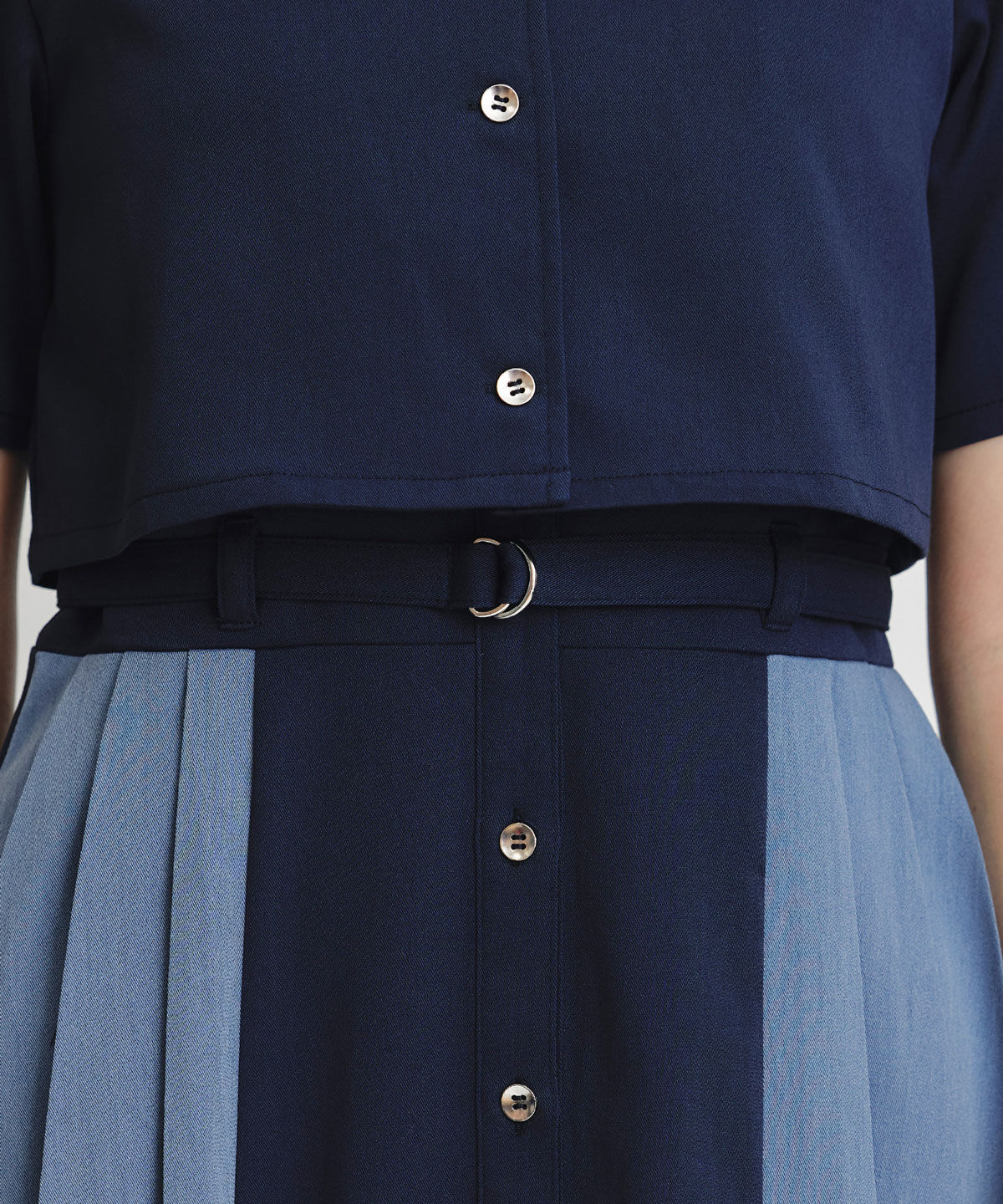 REDYAZEL「レイヤードサイドプリーツバイカラーロングワンピース」|ワンピース|