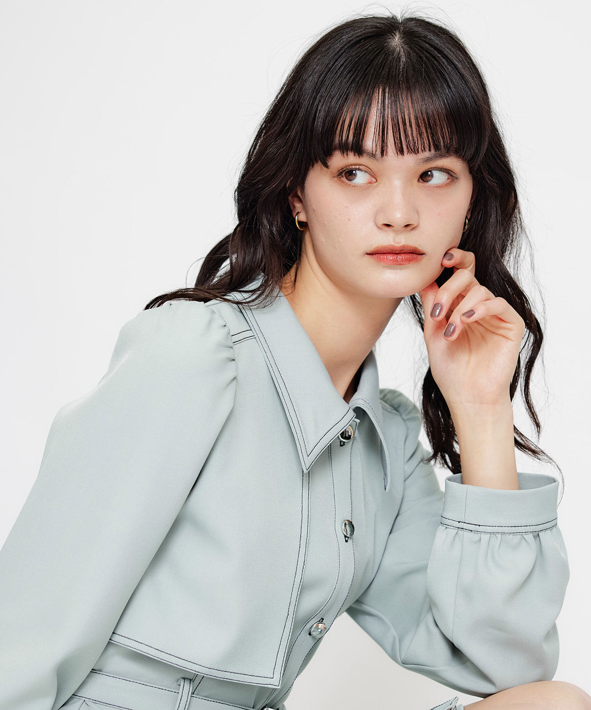 REDYAZEL「バイカラーステッチフレアミニシャツワンピース」|ワンピース|