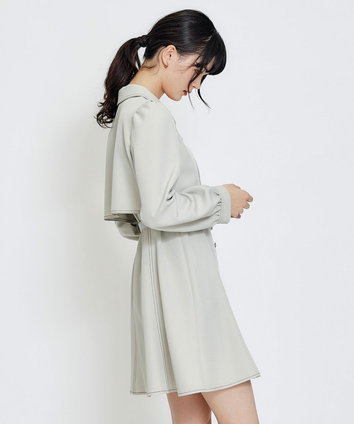 REDYAZEL「バイカラーステッチフレアミニシャツワンピース」|ワンピース|