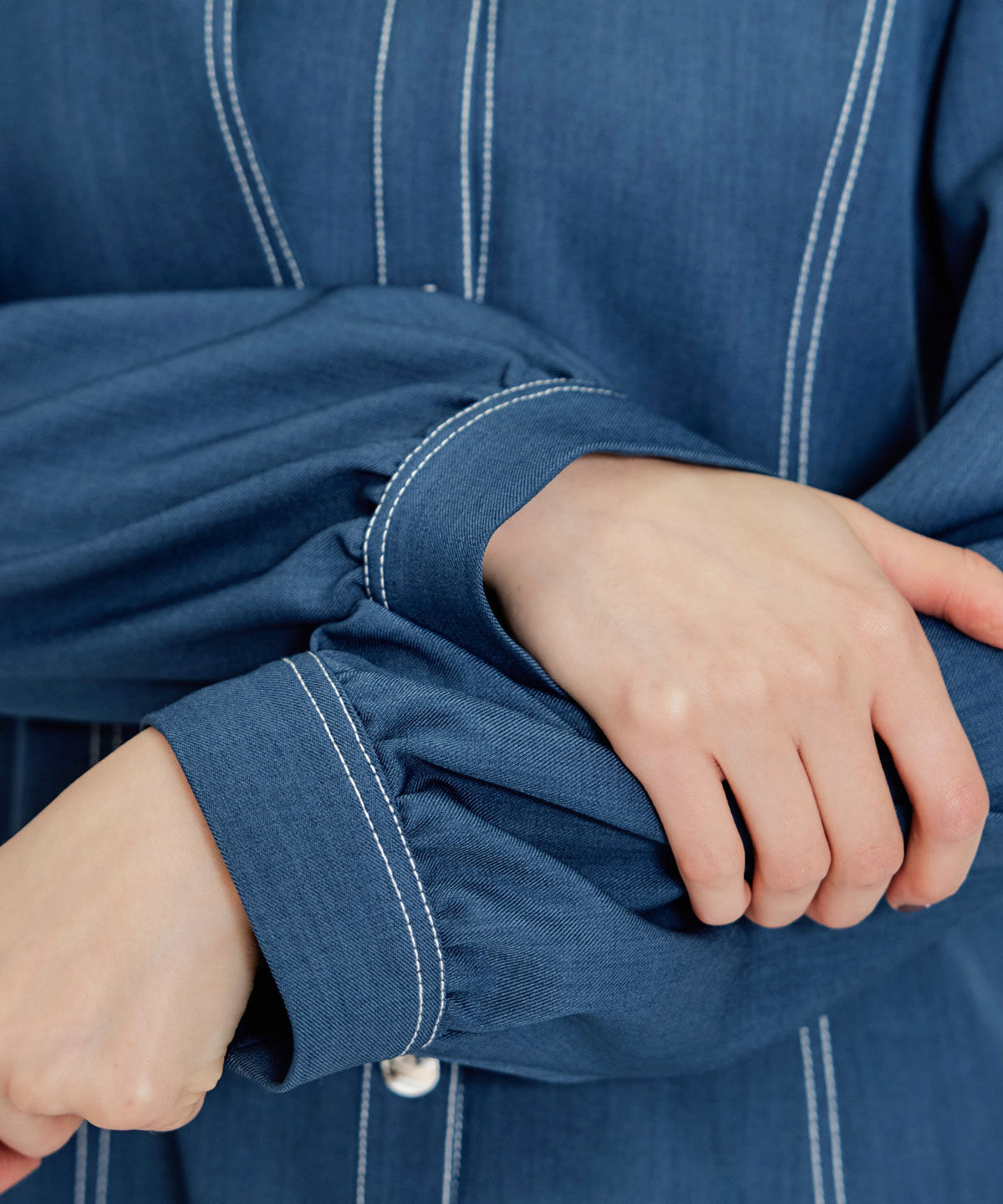 REDYAZEL「バイカラーステッチフレアミニシャツワンピース」|ワンピース|