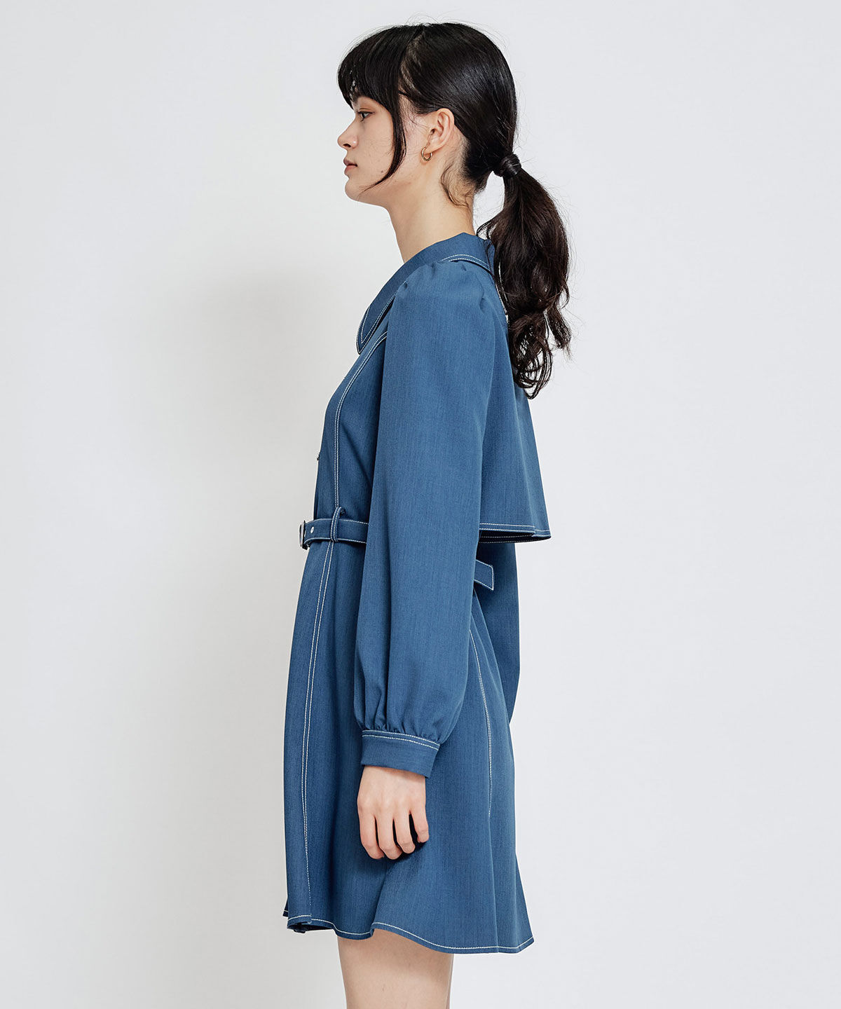 REDYAZEL「バイカラーステッチフレアミニシャツワンピース」|ワンピース|