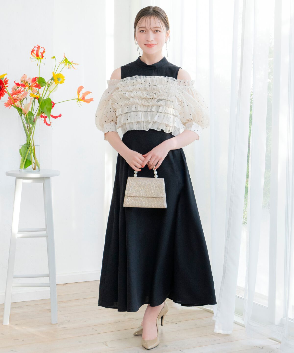 WILLSELECTION「オフショル袖ボリュームドレス」|ドレス|