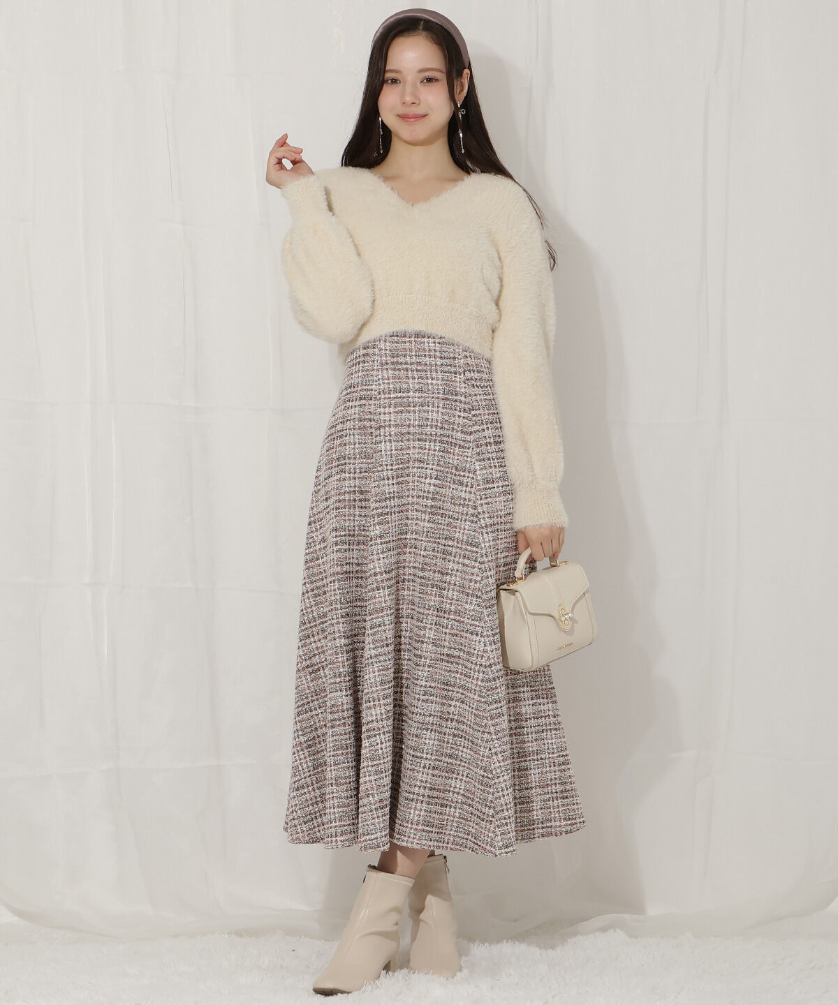 WILLSELECTION「シャギーニット&times;フレアワンピース」|ワンピース|