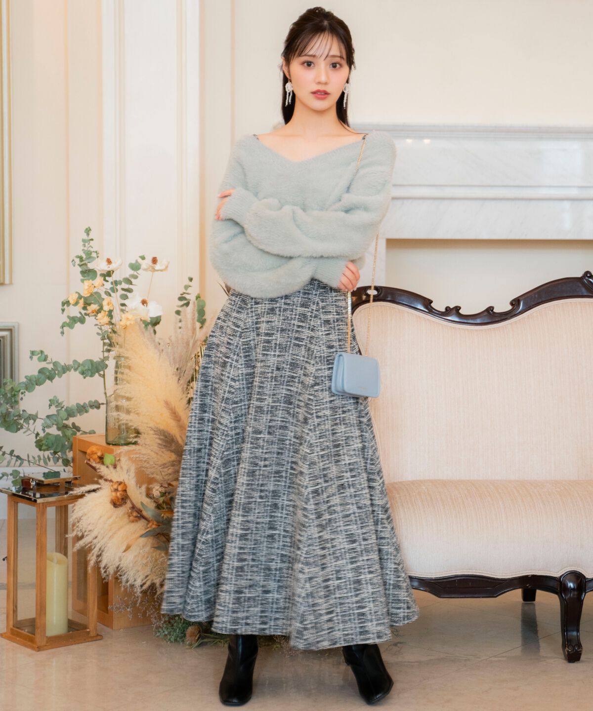 WILLSELECTION「シャギーニット&times;フレアワンピース」|ワンピース|