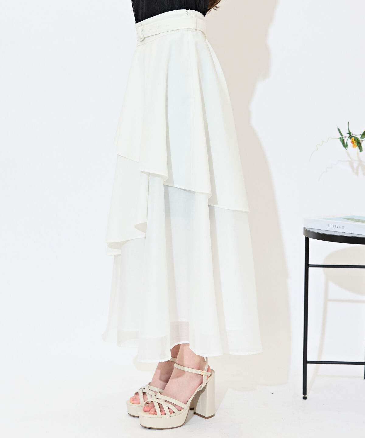 WILLSELECTION「ベルト付きアシメレイヤードスカート」|フレア|