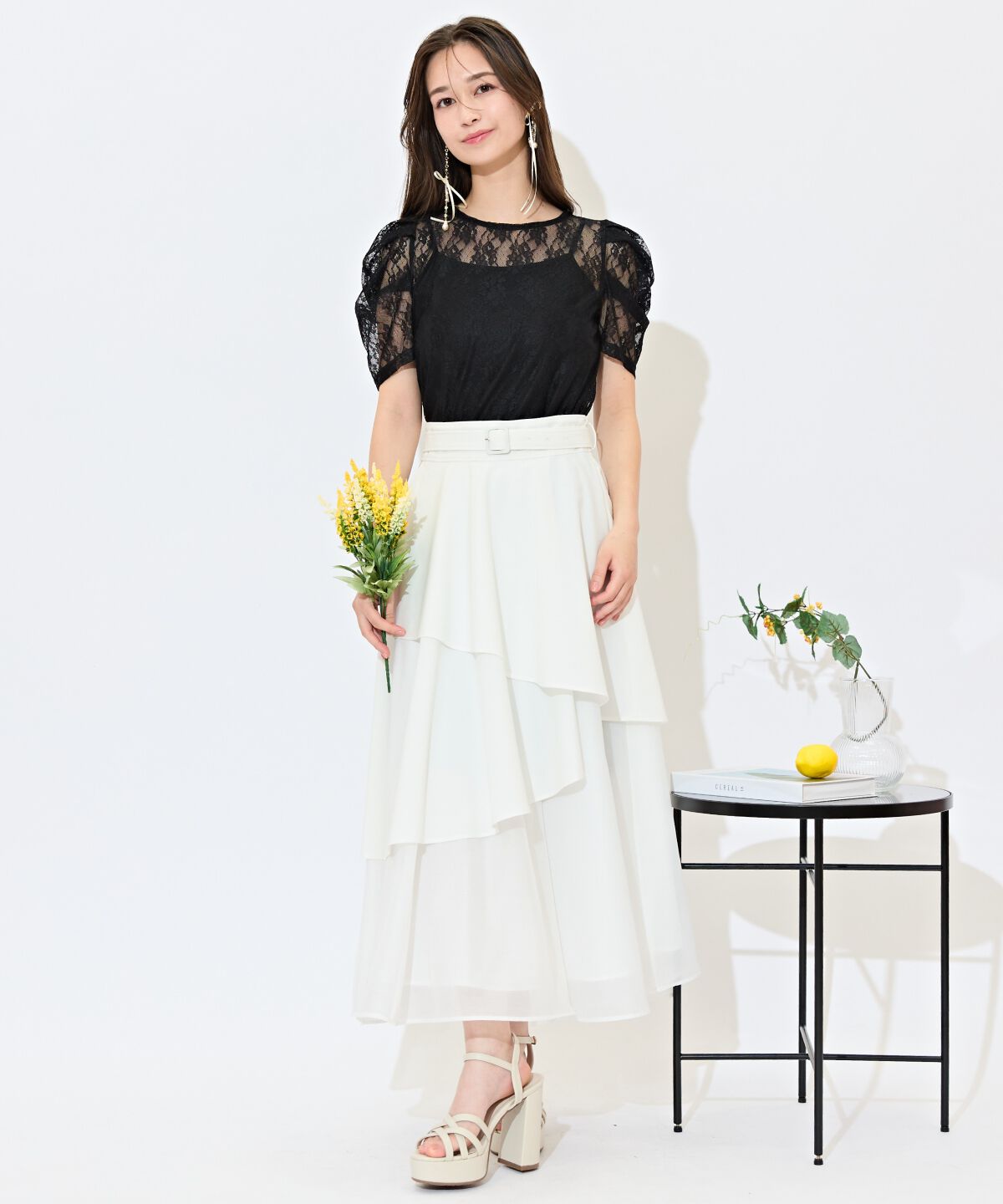 WILLSELECTION「ベルト付きアシメレイヤードスカート」|フレア|