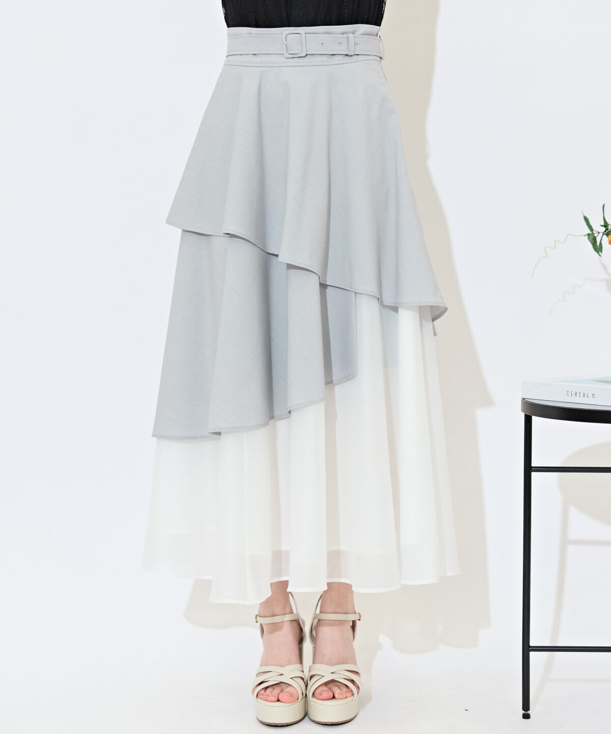 WILLSELECTION「ベルト付きアシメレイヤードスカート」|フレア|