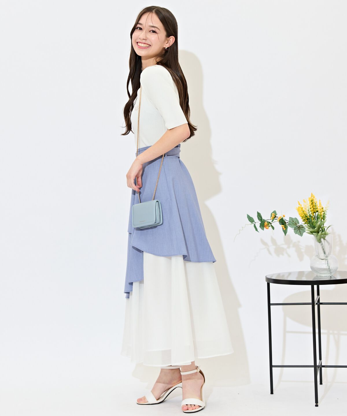 WILLSELECTION「ベルト付きアシメレイヤードスカート」|フレア|