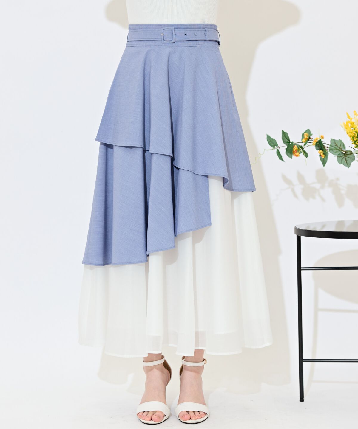 WILLSELECTION「ベルト付きアシメレイヤードスカート」|フレア|