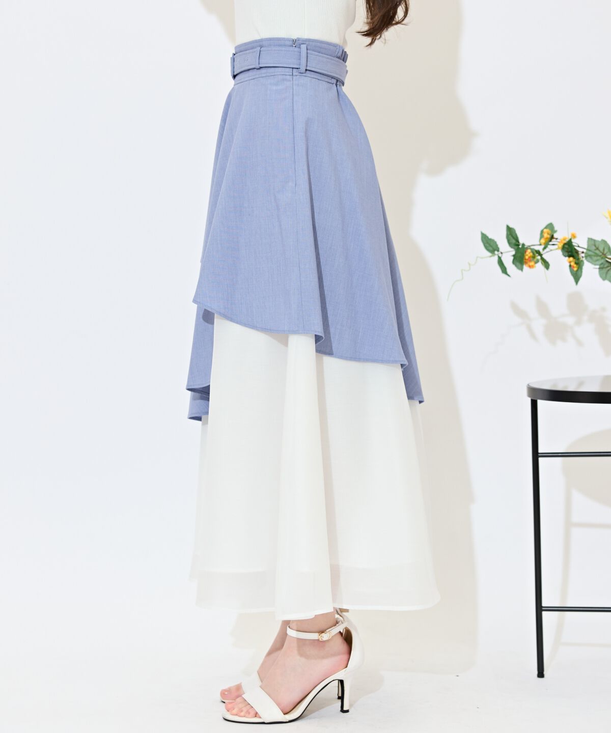 WILLSELECTION「ベルト付きアシメレイヤードスカート」|フレア|