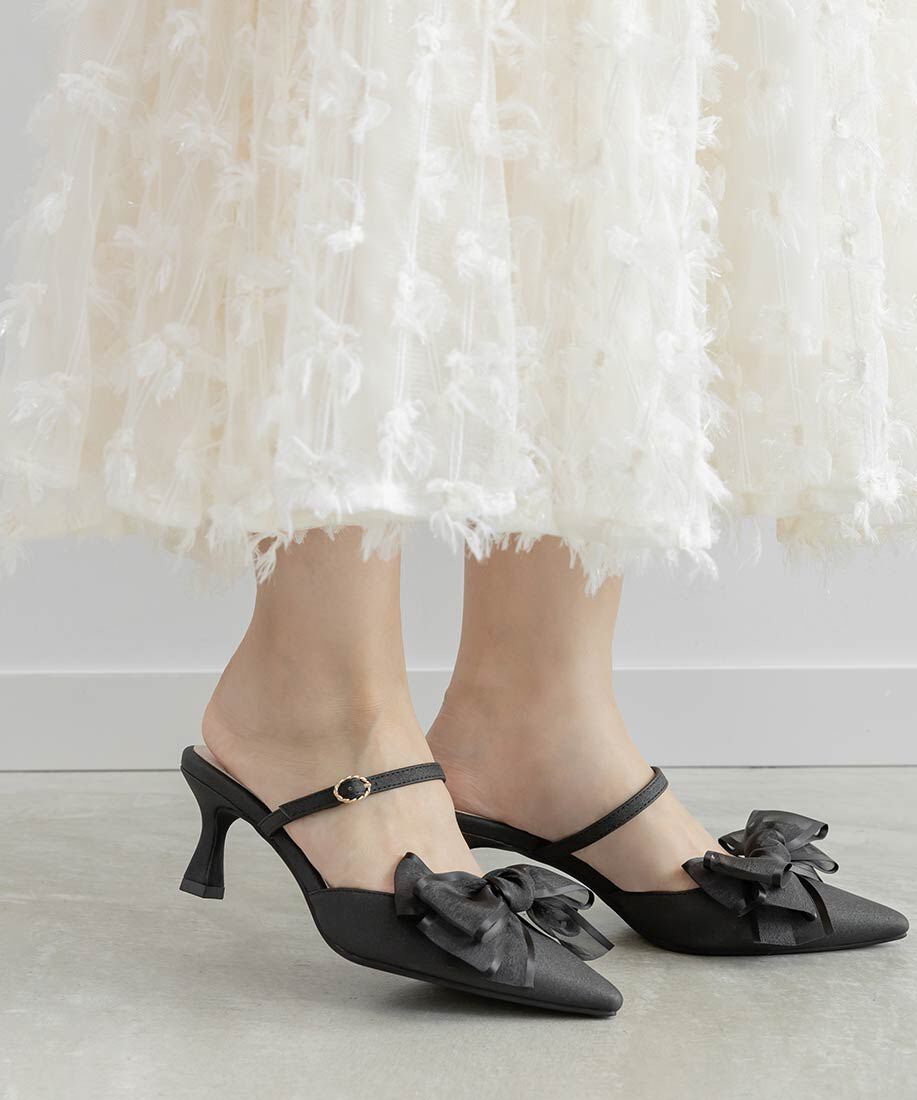  「2WAY シアーリボンミュールパンプス」|パンプス|