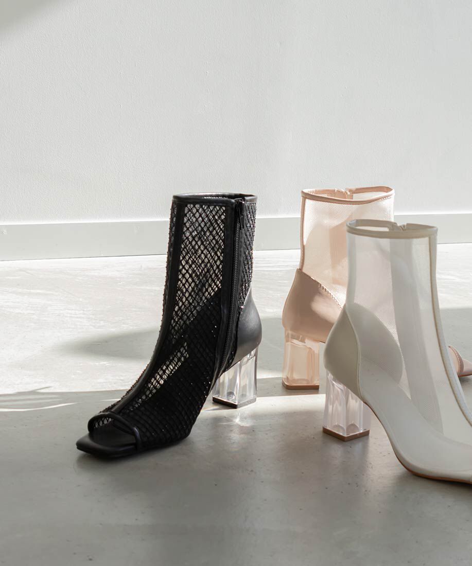  「シアーオープントゥブーツ」|ショートブーツ|