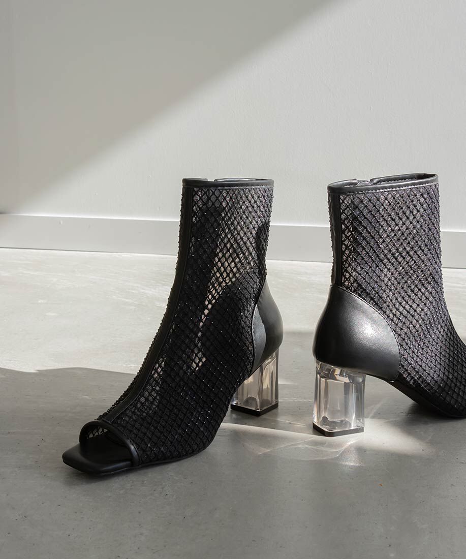  「シアーオープントゥブーツ」|ショートブーツ|