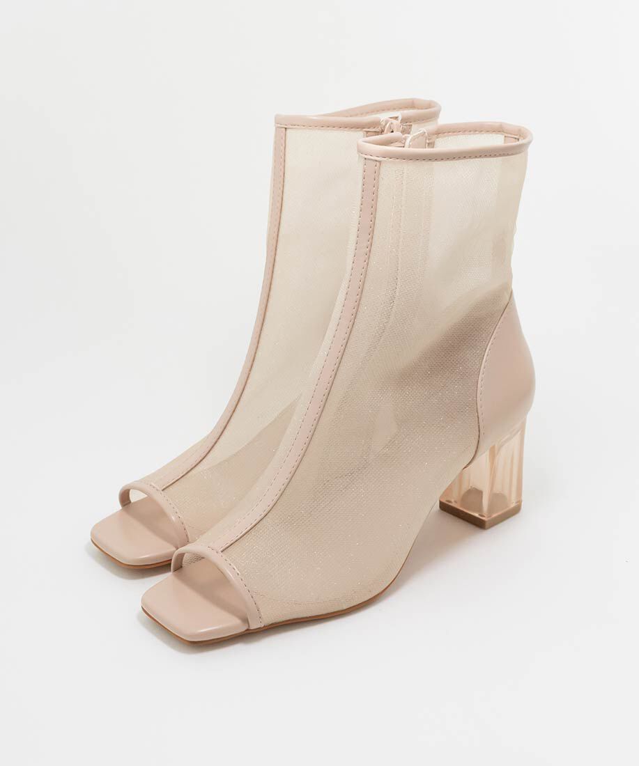  「シアーオープントゥブーツ」|ショートブーツ|