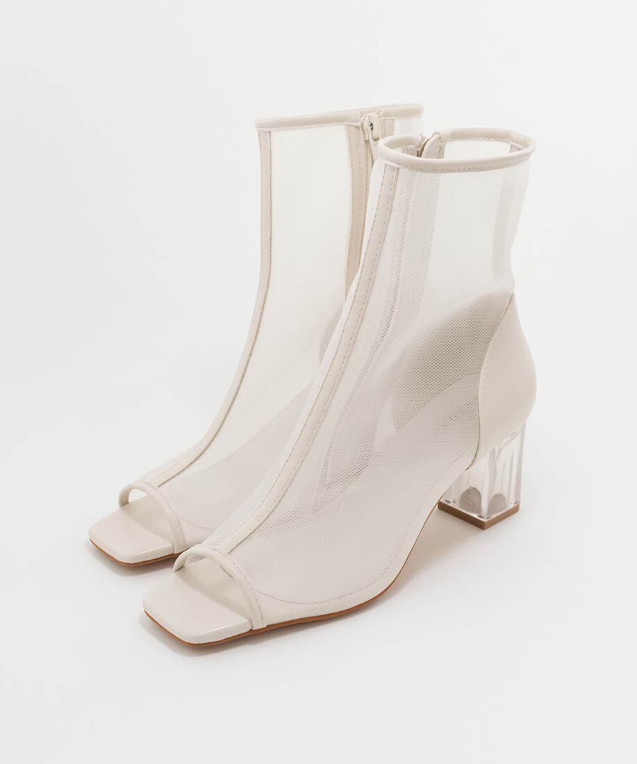  「シアーオープントゥブーツ」|ショートブーツ|