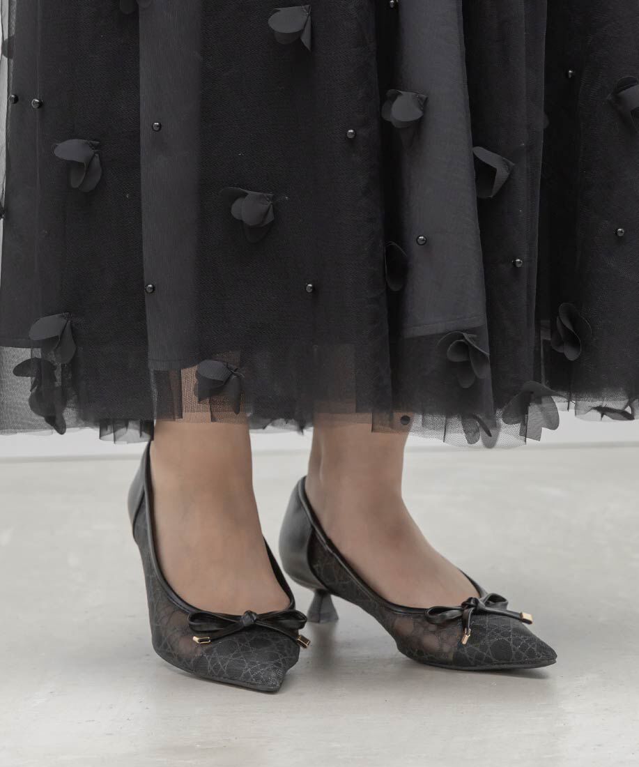  「グリッターラインチュールパンプス」|パンプス|