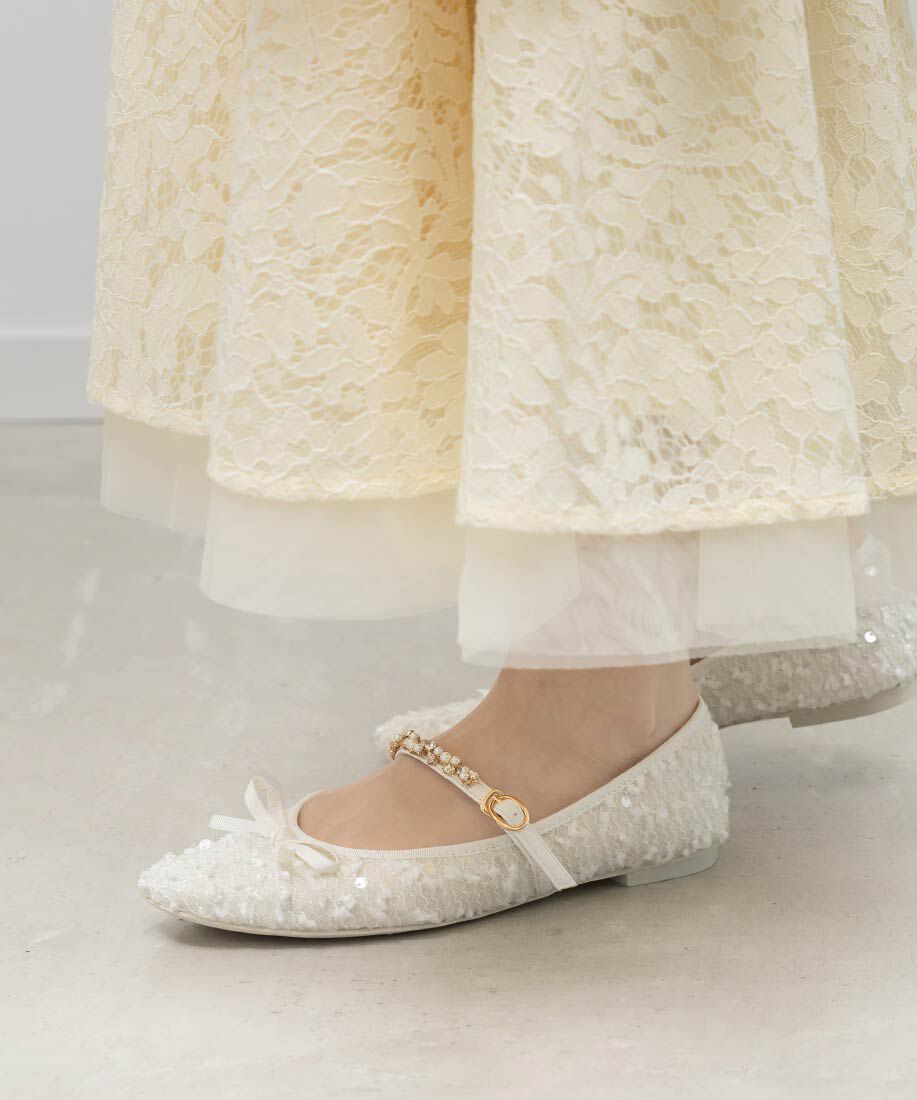  「ビジューストラップバレエシューズ」|パンプス|