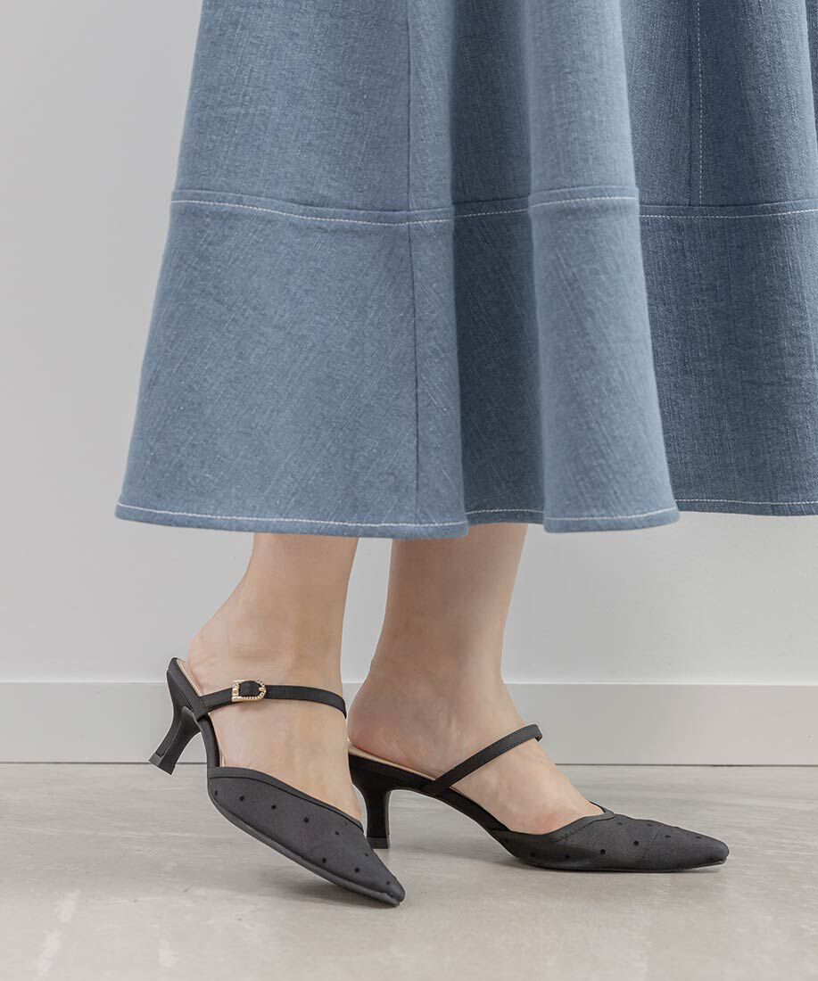  「ビジューバックルシアーミュールパンプス」|パンプス|