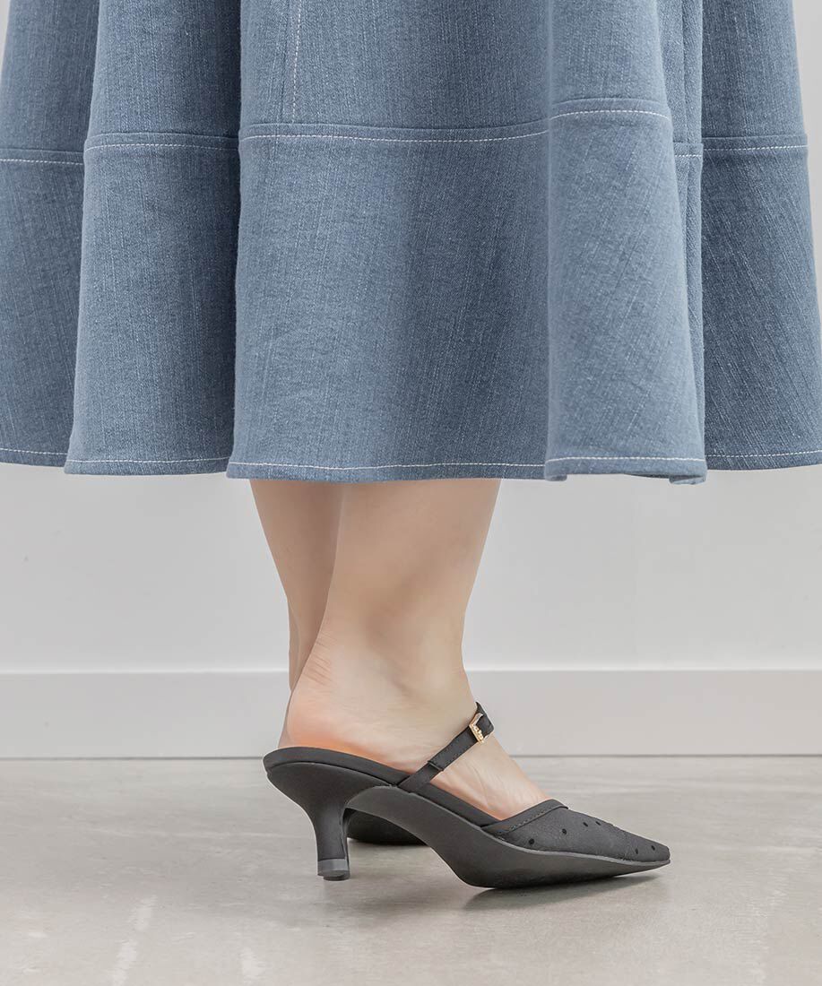  「ビジューバックルシアーミュールパンプス」|パンプス|