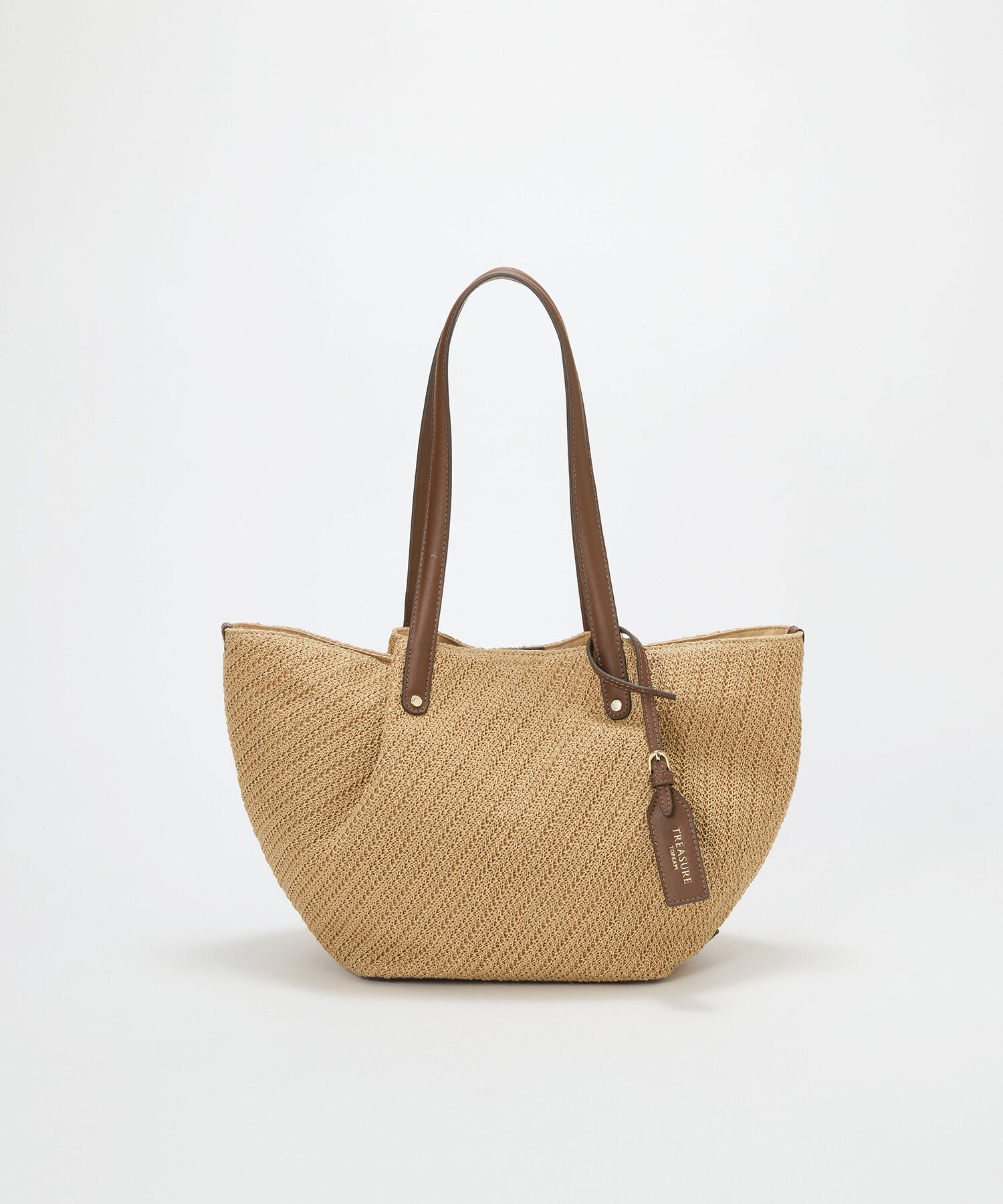 TOPKAPI TREASURE「【TREASURE TOPKAPI】ロングハンドル タック カゴバッグ」|トートバッグ|オフ