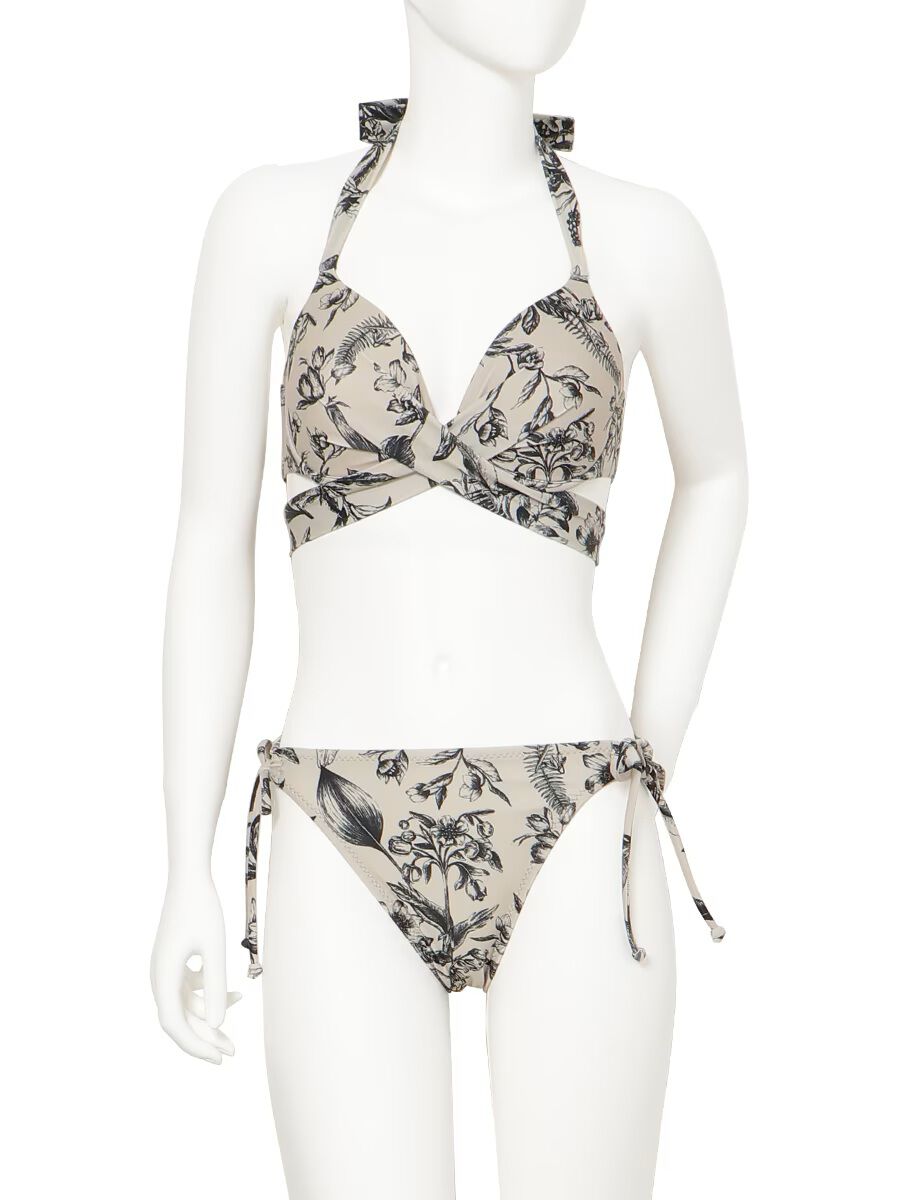 PEAK&PINE「【新作水着】ハーバルボタニカル柄クロッシーワイヤービキニ」|ビキニ|ベージュ