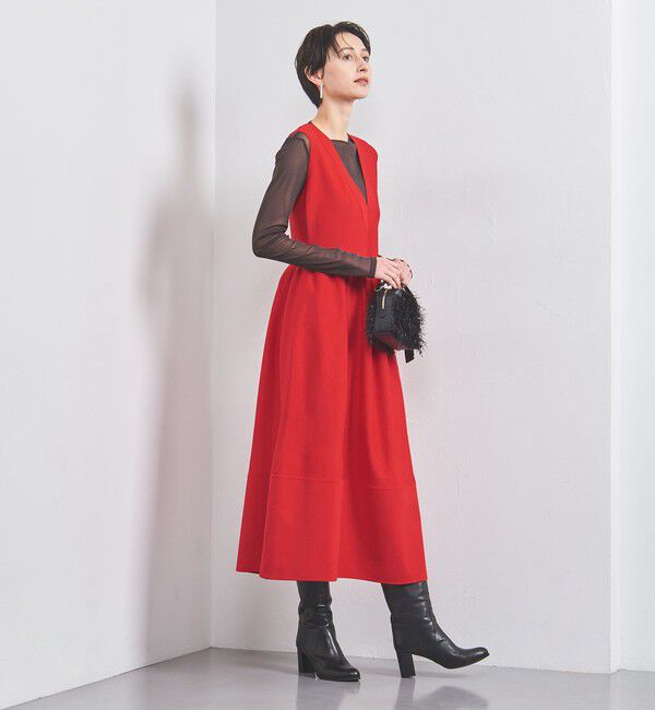 UNITED ARROWS「 コサージュ ニット ワンピース」|ワンピース|