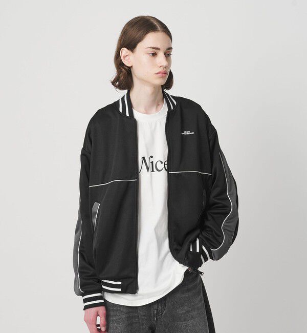 NICE WEATHER「＜NICE WEATHER＞ロゴ トラックブルゾン」|ブルゾン・スタジャン|BLACK