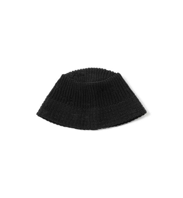 BEAMS「RACAL / Damage Knit Bucket Hat」|キャップ・キャスケット|Black