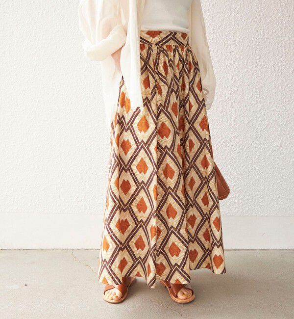 SHIPS for women「〈手洗い可能〉綿 エスニック プリント ボリューム スカート◇」|スカート|