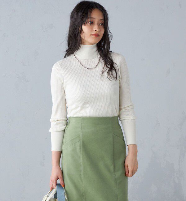 SHIPS for women「SHIPS Primary Navy Label:シルク カシミヤ タートルネック」|ニット・セーター|オフホワイト