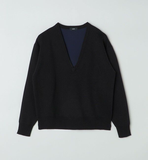 SHIPS「SHIPS: ダブルフェイス コットンカシミヤ Vネック 長袖 ニット」|ニット・セーター|