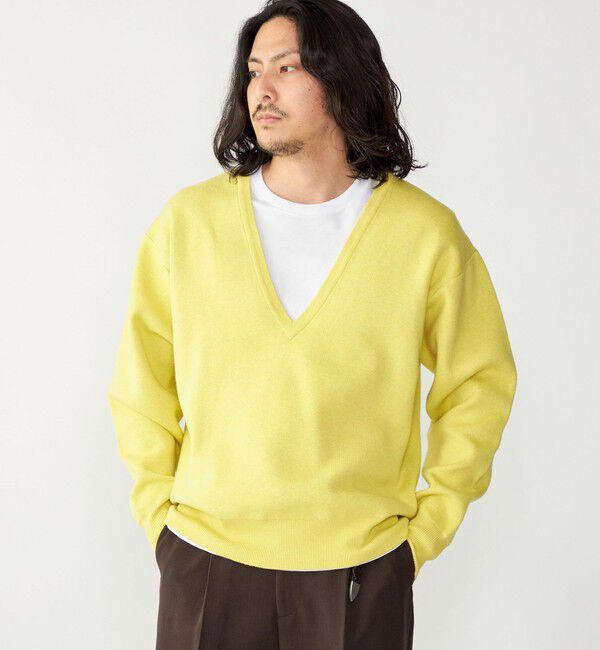 SHIPS「SHIPS: ダブルフェイス コットンカシミヤ Vネック 長袖 ニット」|ニット・セーター|