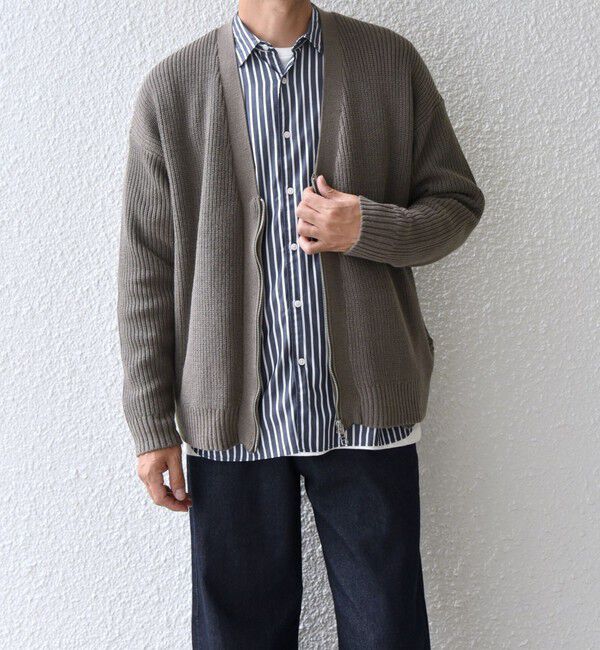 SHIPS any「SHIPS any:〈手洗い可能〉畦編み ドライバーズ Vネック ショート ジップ カーディガン◇」|カーディガン|