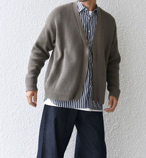 SHIPS any「SHIPS any:〈手洗い可能〉畦編み ドライバーズ Vネック ショート ジップ カーディガン◇」|カーディガン|