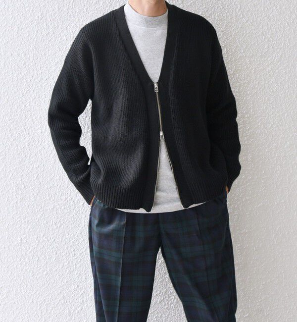 SHIPS any「SHIPS any:〈手洗い可能〉畦編み ドライバーズ Vネック ショート ジップ カーディガン◇」|カーディガン|