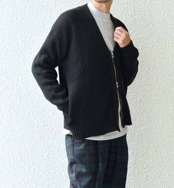 SHIPS any「SHIPS any:〈手洗い可能〉畦編み ドライバーズ Vネック ショート ジップ カーディガン◇」|カーディガン|