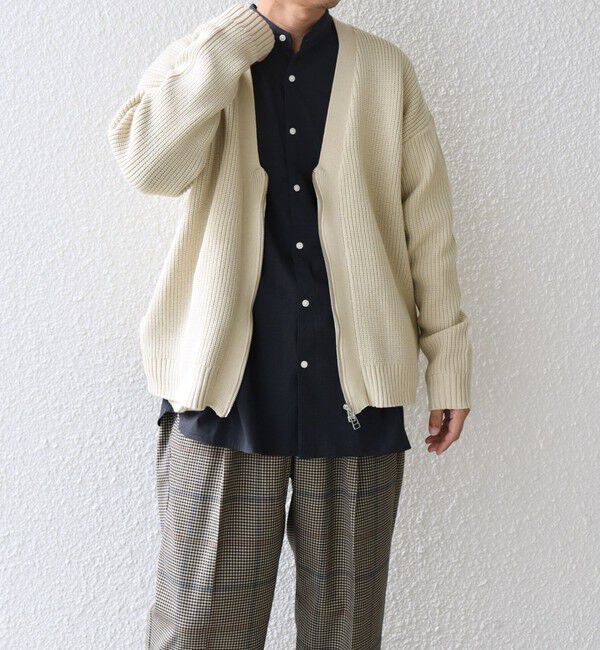 SHIPS any「SHIPS any:〈手洗い可能〉畦編み ドライバーズ Vネック ショート ジップ カーディガン◇」|カーディガン|