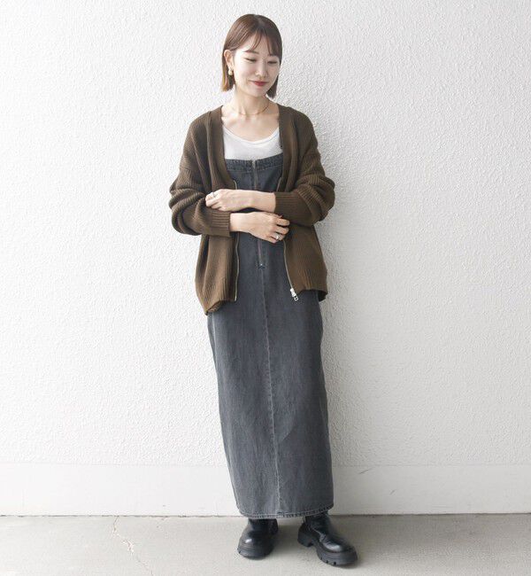 SHIPS any「SHIPS any:〈手洗い可能〉畦編み ドライバーズ Vネック ショート ジップ カーディガン◇」|カーディガン|