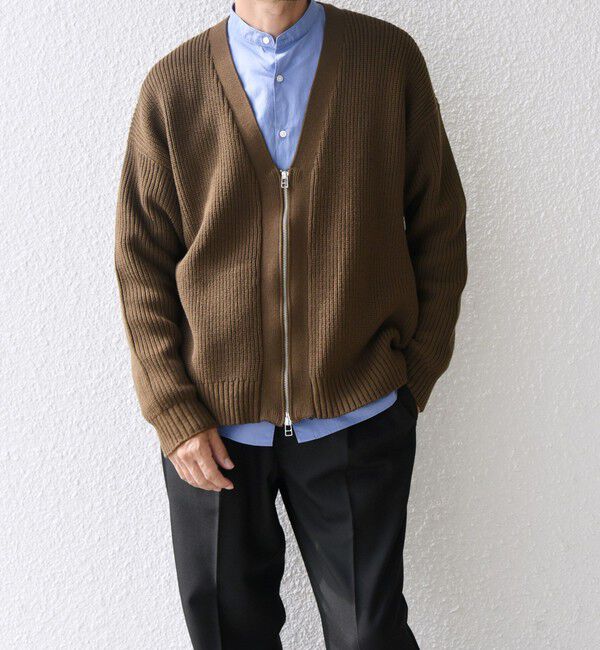 SHIPS any「SHIPS any:〈手洗い可能〉畦編み ドライバーズ Vネック ショート ジップ カーディガン◇」|カーディガン|