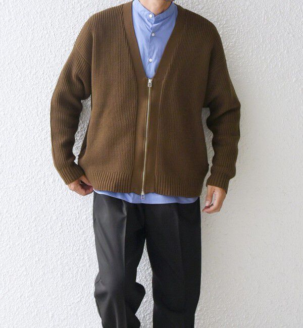 SHIPS any「SHIPS any:〈手洗い可能〉畦編み ドライバーズ Vネック ショート ジップ カーディガン◇」|カーディガン|