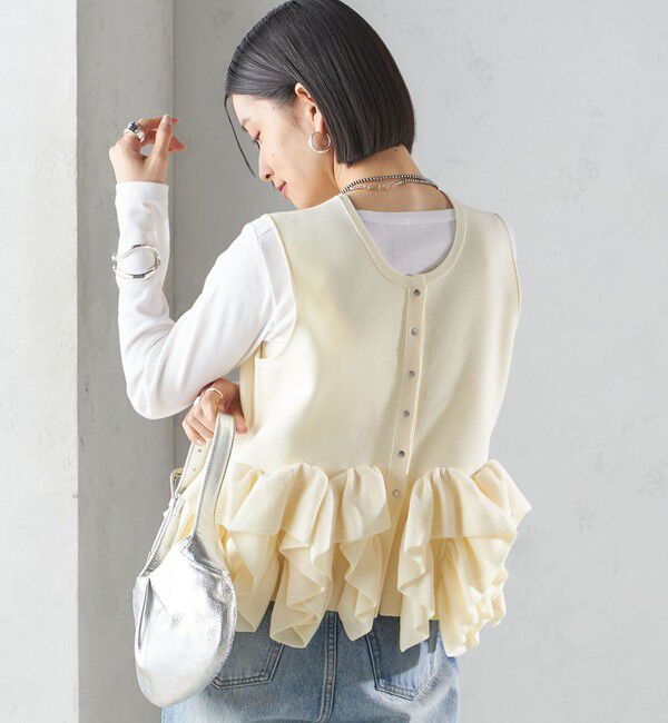 SHIPS for women「〈手洗い可能〉ペプラム フリル 2WAY ベスト」|ベスト・ジレ|