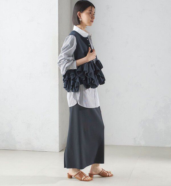 SHIPS for women「〈手洗い可能〉ペプラム フリル 2WAY ベスト」|ベスト・ジレ|