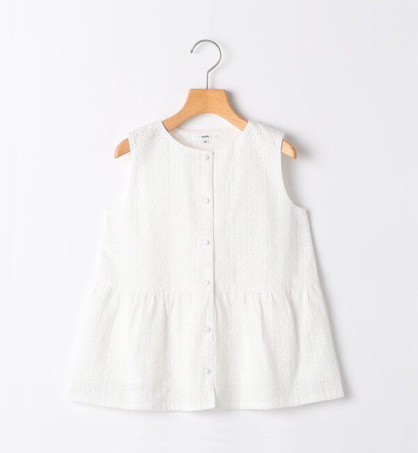 SHIPS KIDS「SHIPS KIDS:80～90cm / レース ペプラム ノースリーブ ブラウス」|シャツ・ブラウス|ホワイト