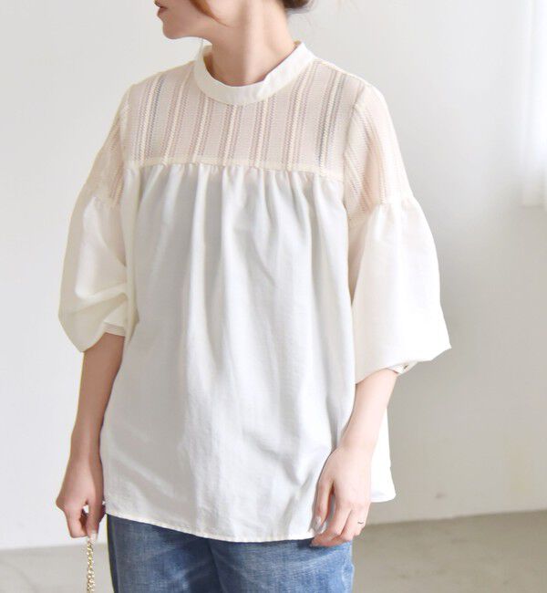 quaranciel「quaranciel:〈手洗い可能〉ラッセル レース フィブリル ブラウス」|シャツ・ブラウス|