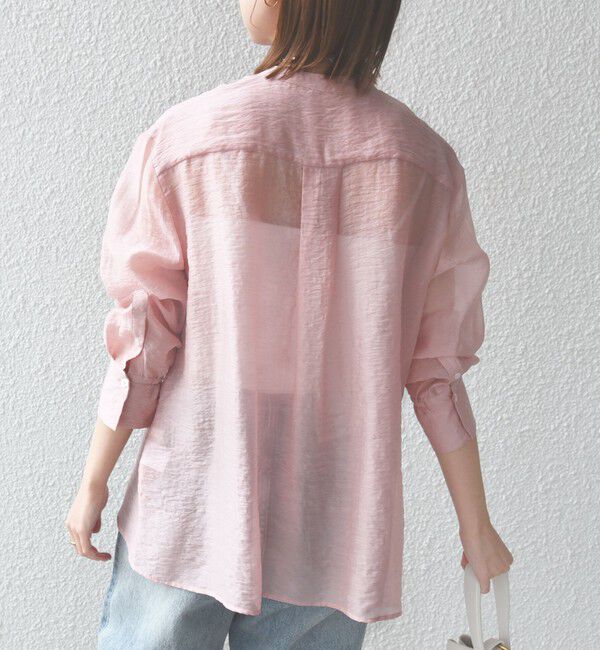 SHIPS for women「【WEB限定】〈洗濯機可能〉シアー プリーツ ヨーク パールモチーフボタン ブラウス」|シャツ・ブラウス|